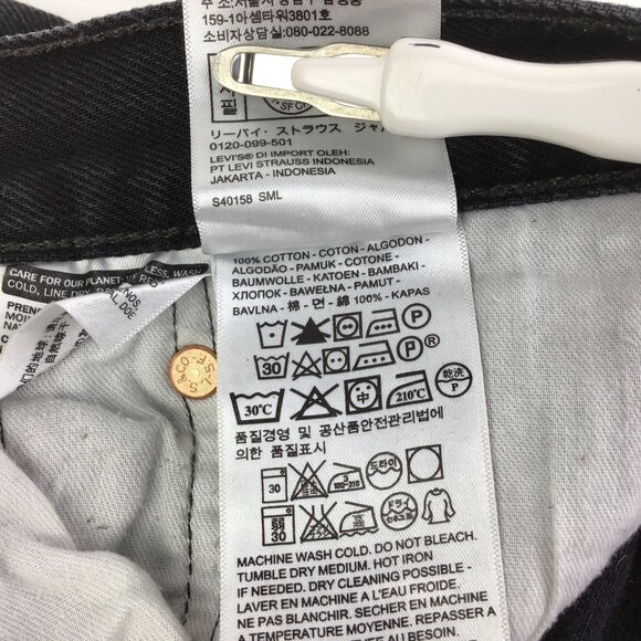 Vtg Levi Strauss 501 Jeans 34x30 Faded Black Button Fly Hi Rise Straight - Picture 6 of 8